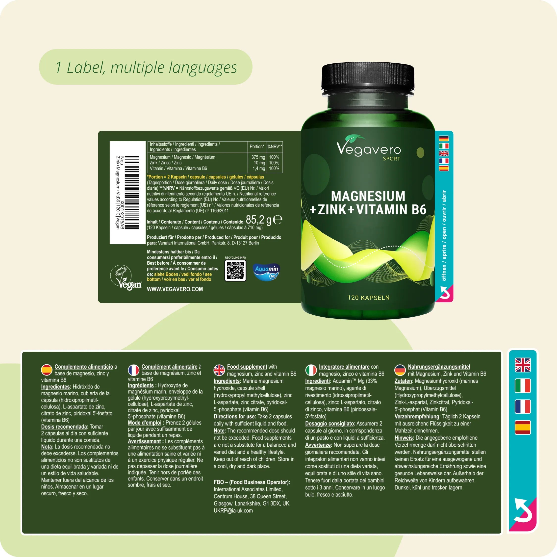 ZMA Capsule : Zinco + Magnesio + Vitamina B6