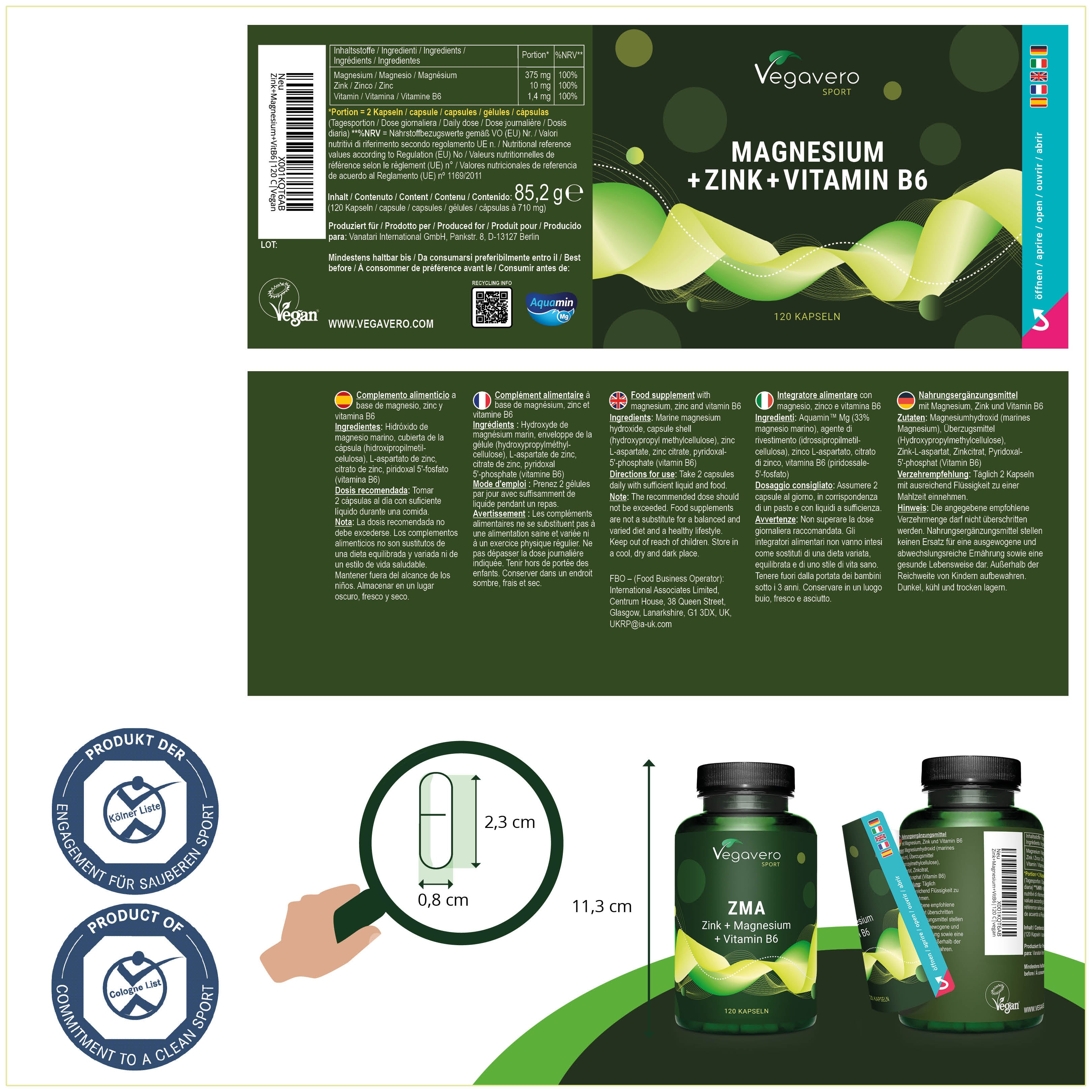 ZMA Capsule : Zinco + Magnesio + Vitamina B6