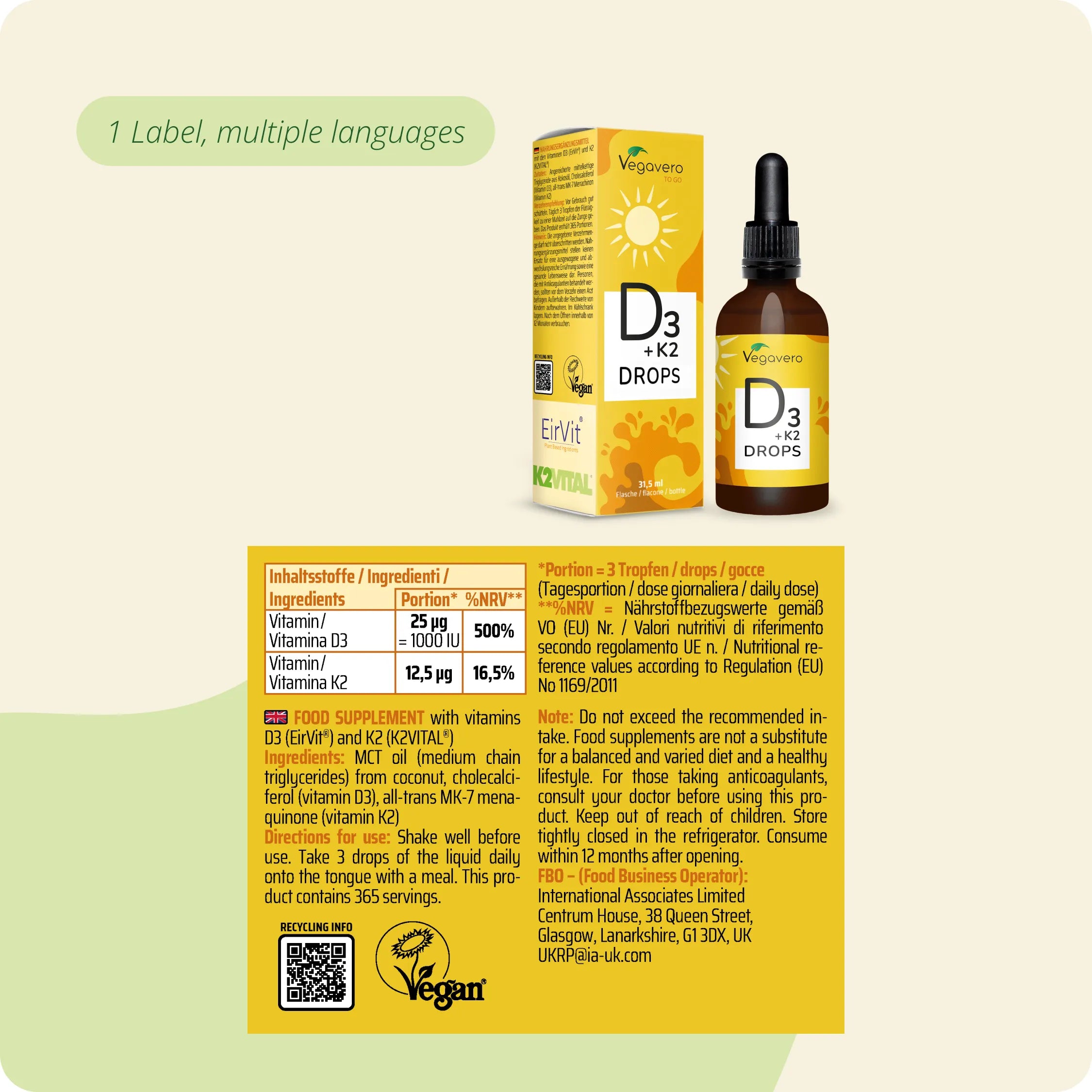 Vitamina D3 + K2 in Gocce