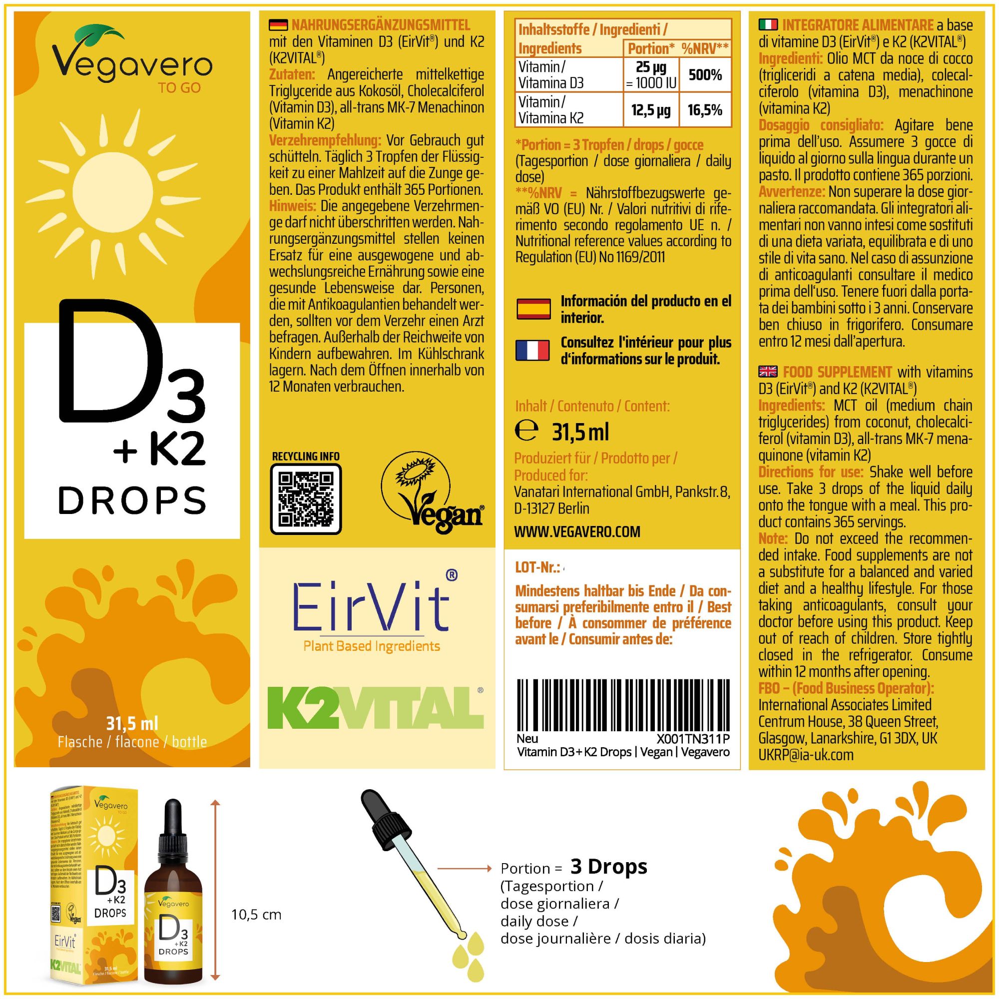 Vitamina D3 + K2 in Gocce