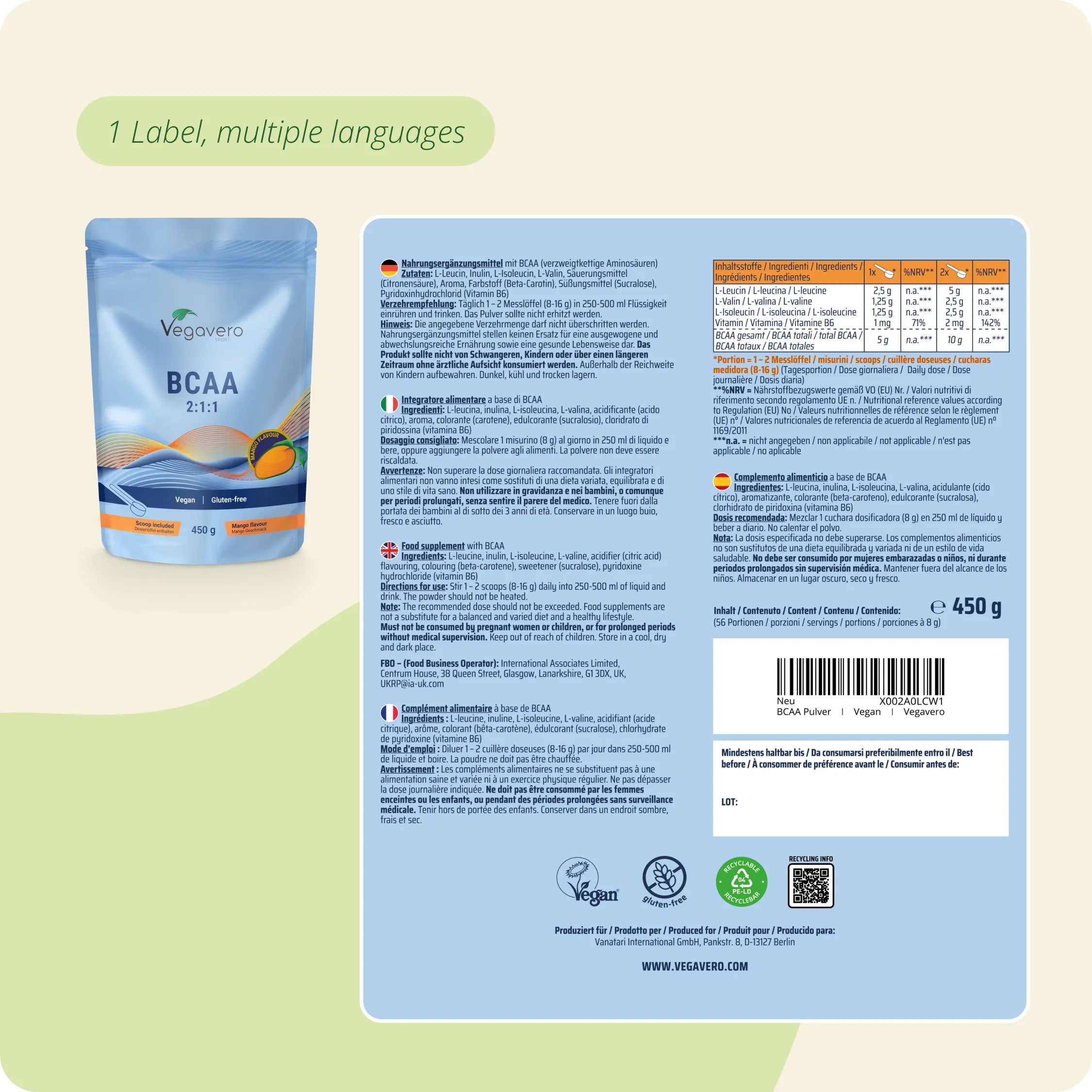 BCAA in Polvere Mango